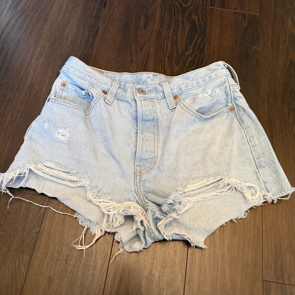 Levi's Pants - Levi's 501 Blue‎ Jean Shorts Distressed Frayed Hem